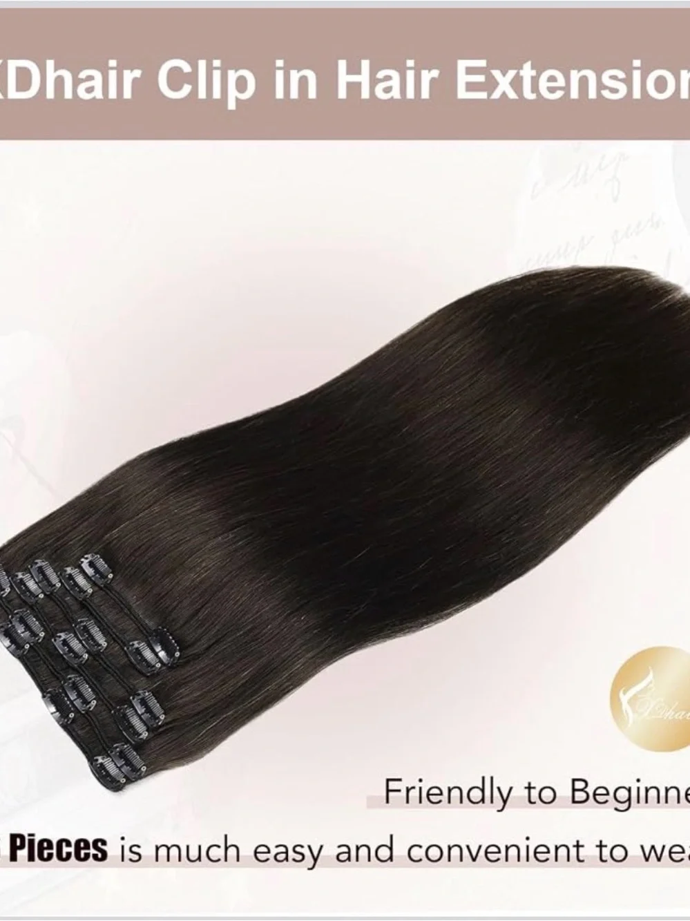 XD HAIR Black Straight Clip-In Extensions - 6 Pieces for Instant Length